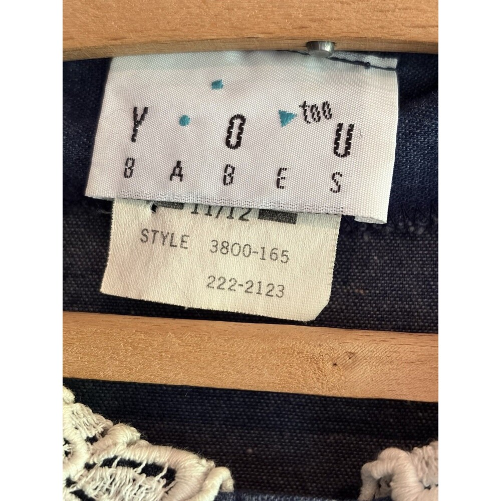 VTG 80s 100% Cotton Denim Button Up Peasant Dress Boho Prairie Size 11/12 USA - Picture 3 of 10